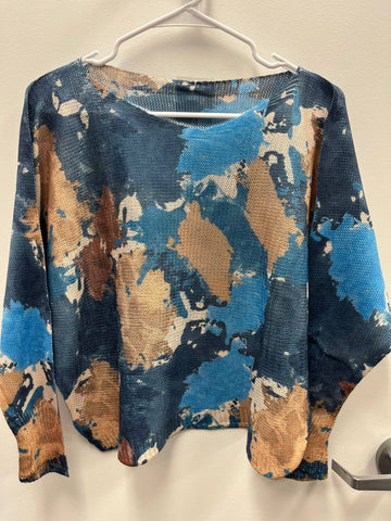 Blue Abstract Knit Sweater – Soft, Stylish & Made in Italy