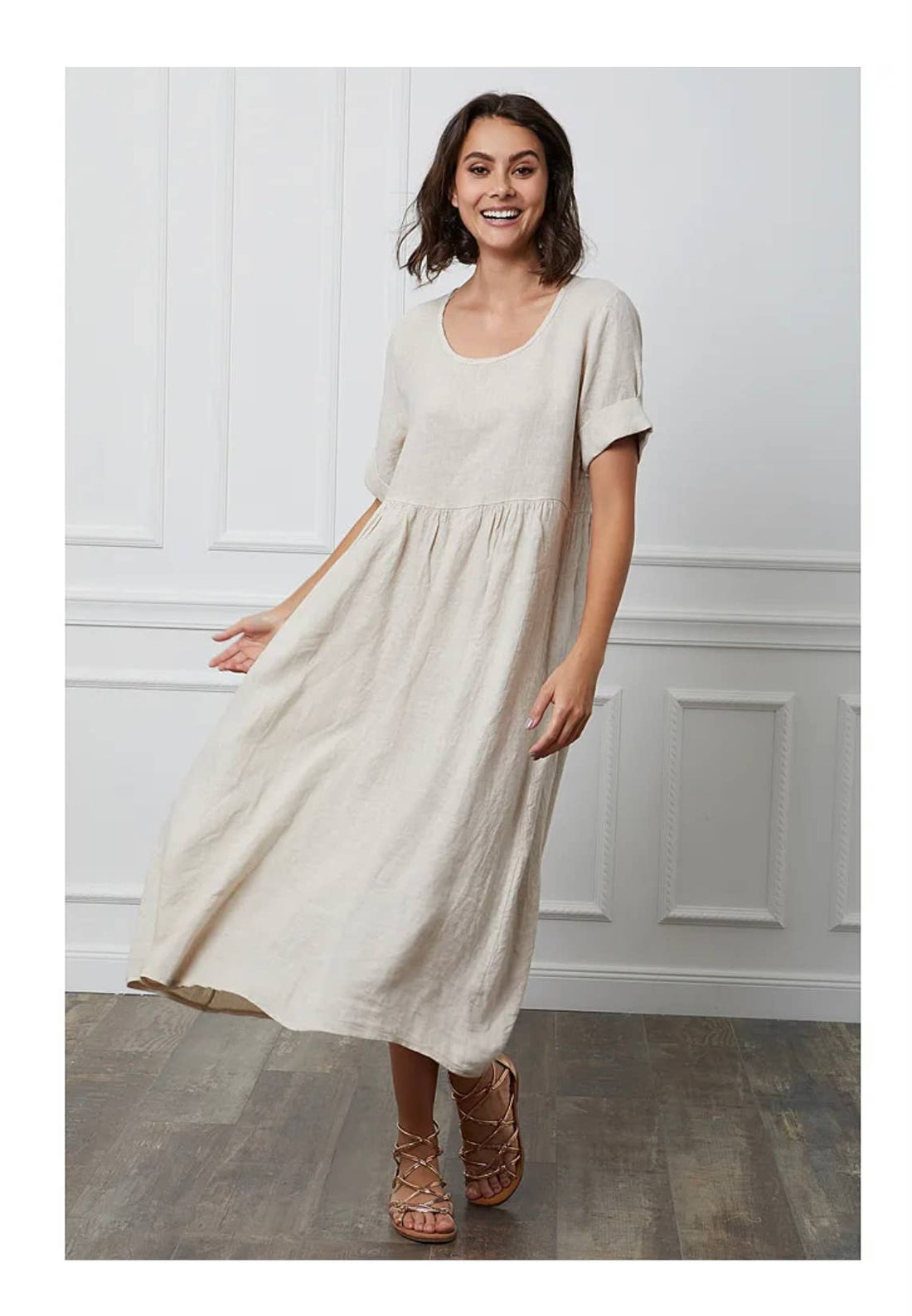 100% Linen Long/midi  Dress – Effortless Elegance, Made in Italy