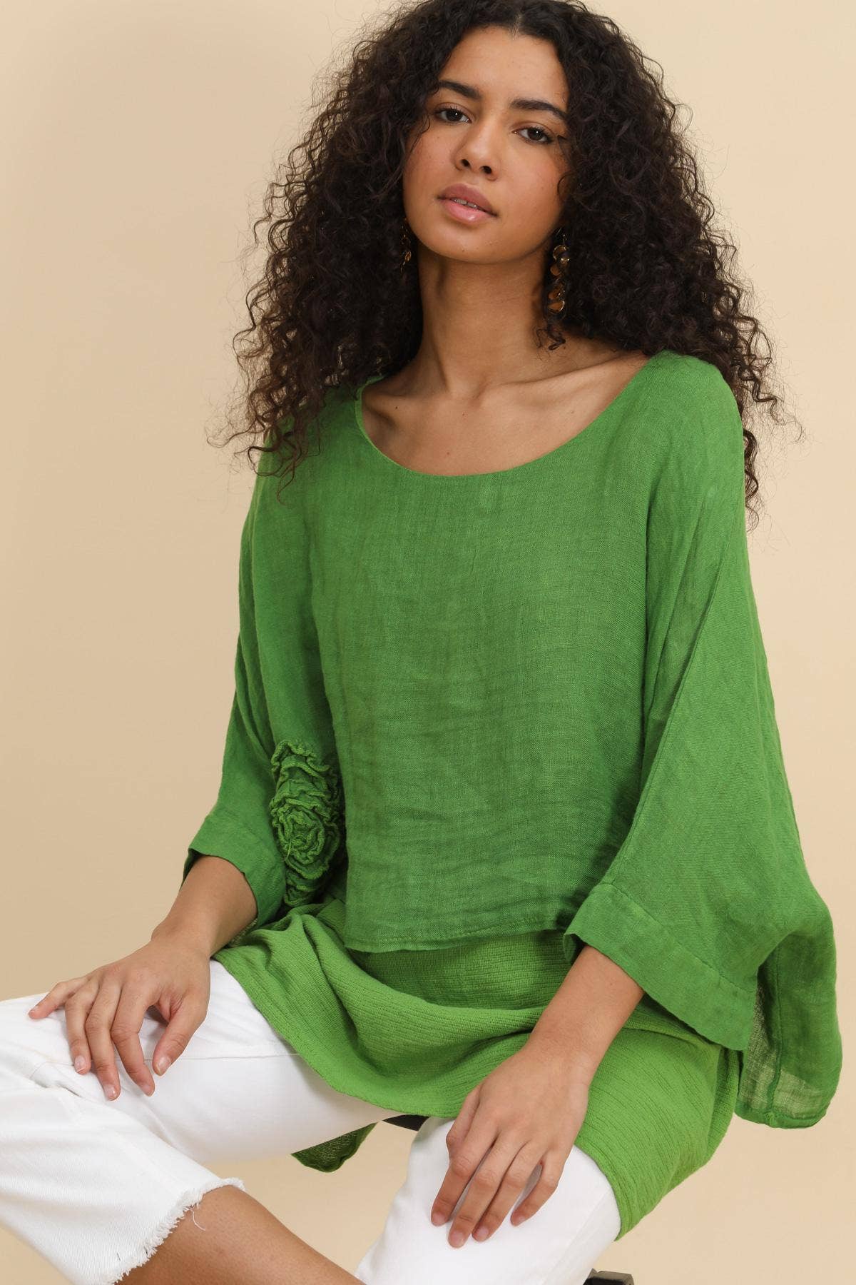 Linen–Cotton Tunic – Made in Italy (One Size Fit)