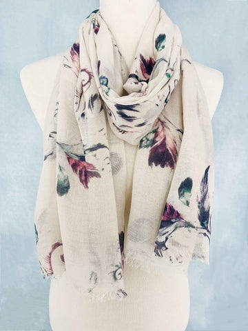Multicolor Feather Cotton Scarf – Soft, Lightweight & Artistically Inspired