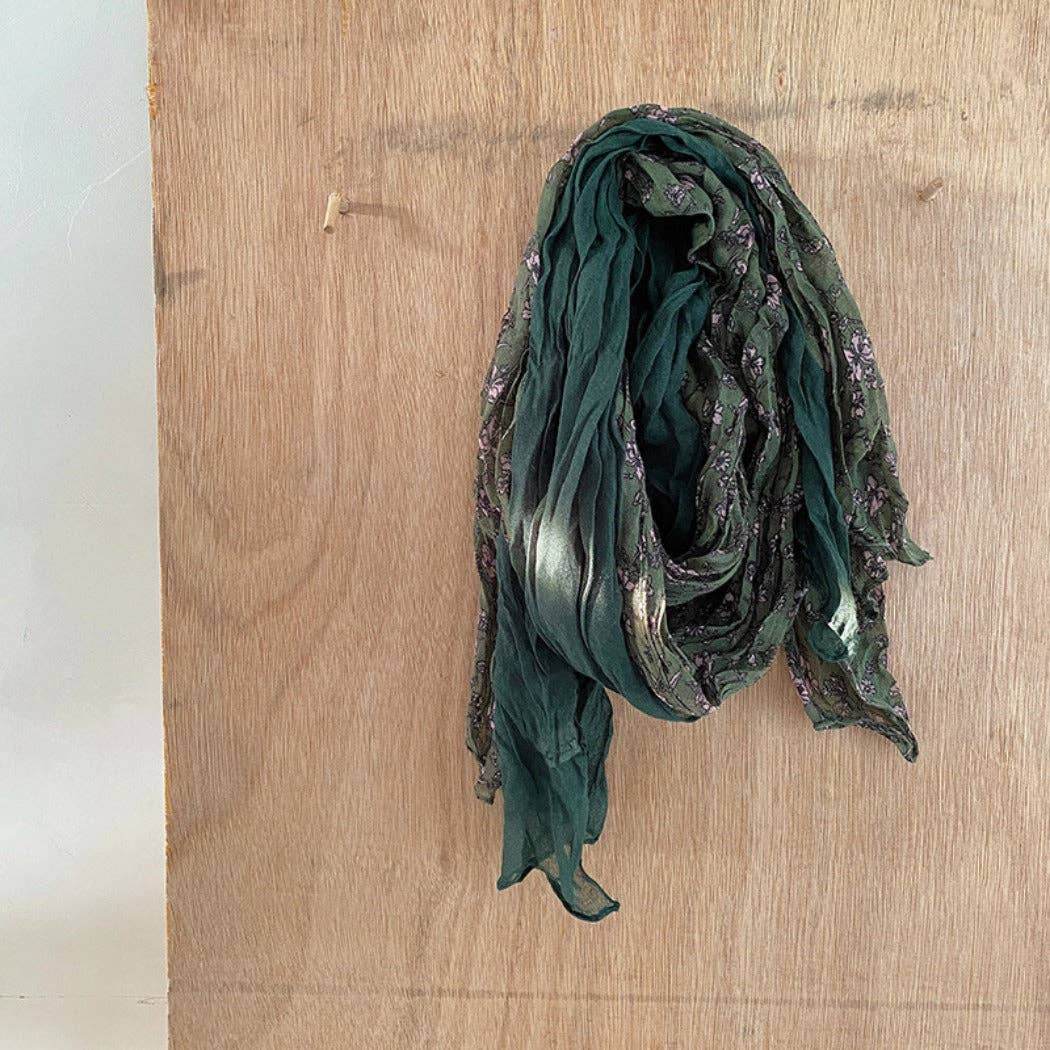 Lightweight Floral Ruching Scarf – Soft, Airy &  Perfect